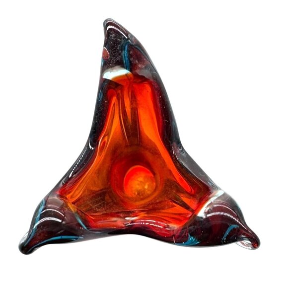 Vintage UV Extra Large Organic Red Blue Murano Glass Sommerso Vase Italian 1970s - Picture 10 of 11